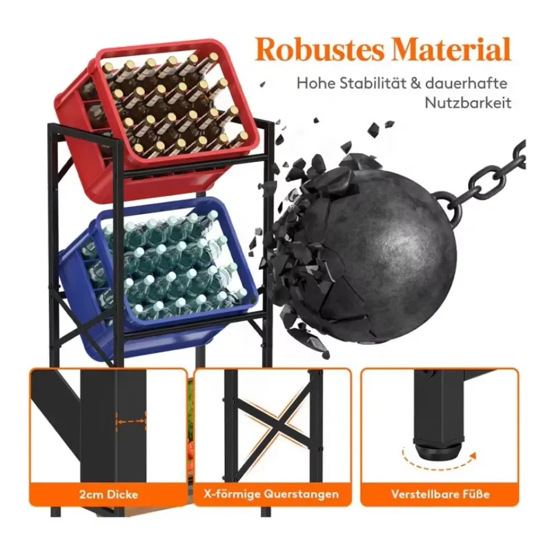 Customized modern environmentally friendly recyclable iron beer box storage rack Three-layer display rack Black/white