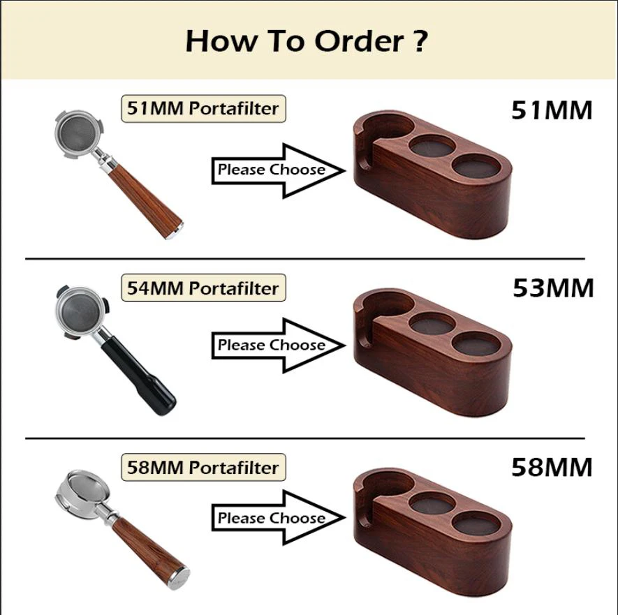 51mm/53mm/58mm Kaffee Filter Halter Tamper Stehen Buche Nussbaum Holz Espresso Distributor Matte Basis rack Für Barista Zubehör – Detail 19