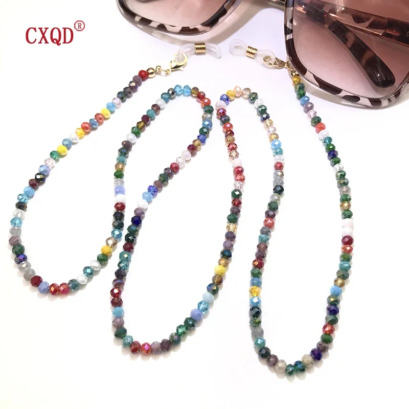 Cadena para gafas de lectura a la moda para mujer, correa para gafas con cuentas, cuerda chapada en Color de 4mm, cordones para gafas de sol informales con collar de regalo