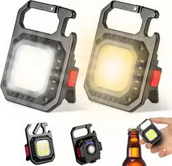 Mini lanterna LED chaveiro tocha, 1000 lumens, COB recarregável, impermeável, luz de trabalho portátil, 5 modos de luz, apto para caminhadas, camping