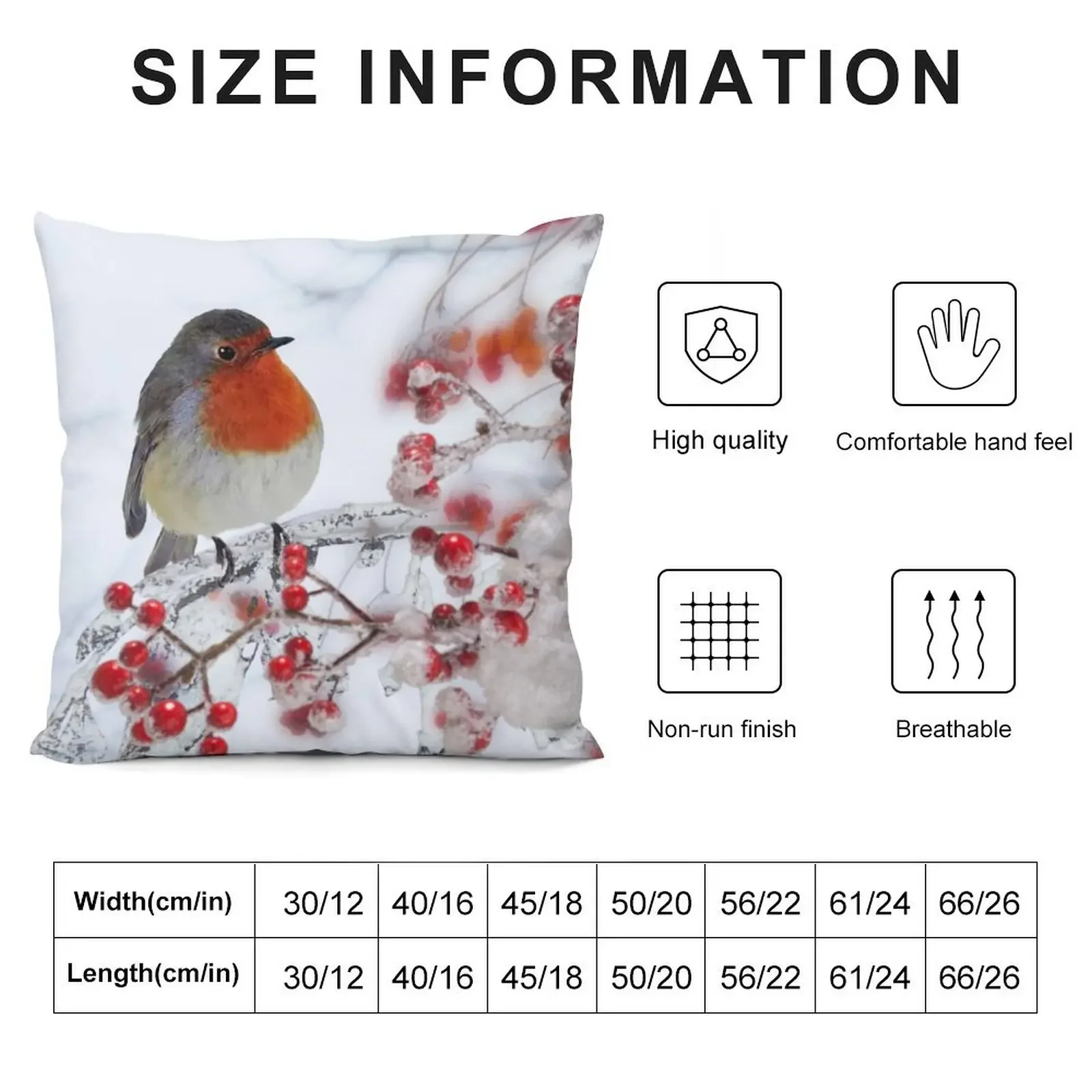 Robin Red Breast in Winter Throw Pillow Pillowcase Sitting Cushion Sofa Pillow Cover pillow