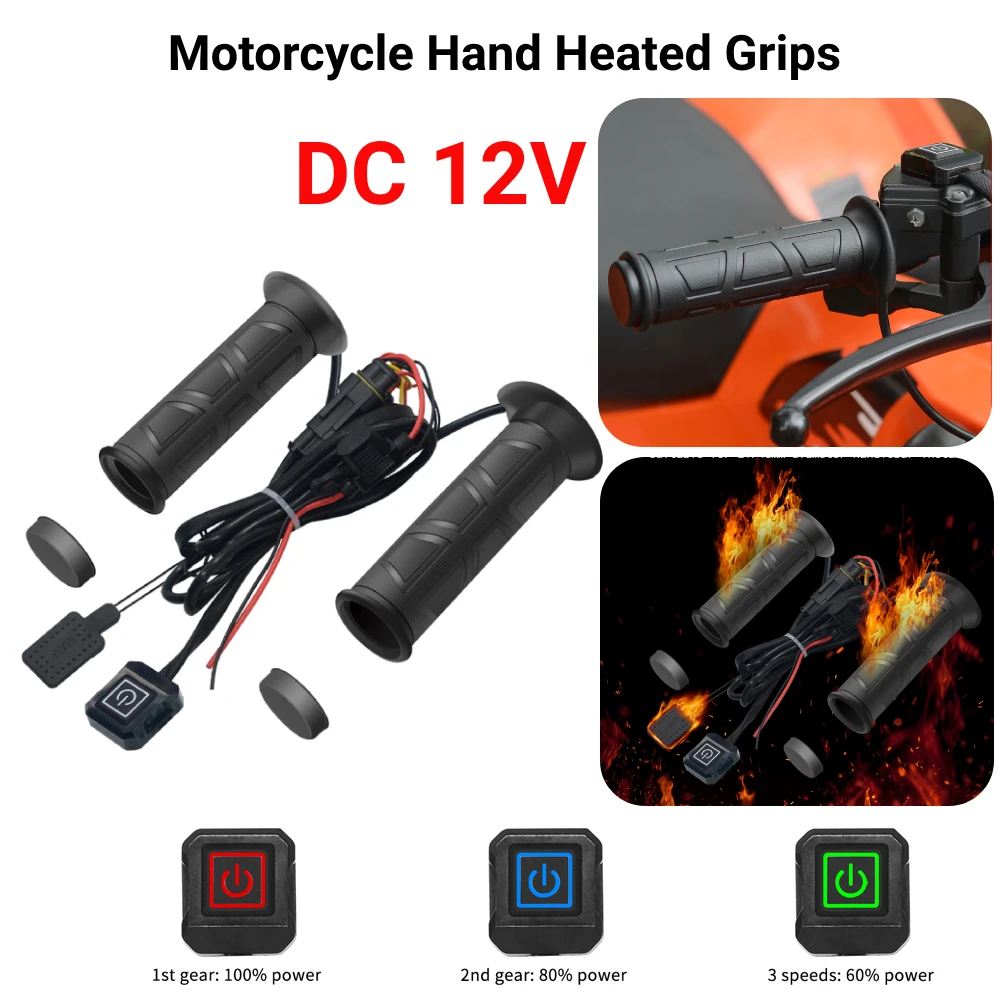 

DC 12V ATV Handlebar Heater Smart Temperature Control Handlebar Hand Warmer 22mm Adjustable Hot Grip Handle for Motorcycles