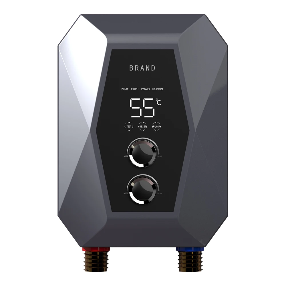 

Электрический водонагреватель высокой мощности 5500 Вт, безрезервуарный мгновенный нагреватель для душа с функцией обнаружения потока для ванной комнаты в отеле