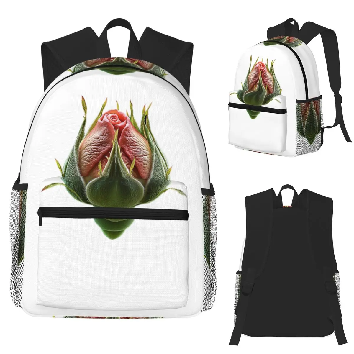 

Chic Petals Retro Botanical Rose Flower Student Backpack School Bag Hiking Travel Daypack for Boys Girls Bookbag Shoulder Bags