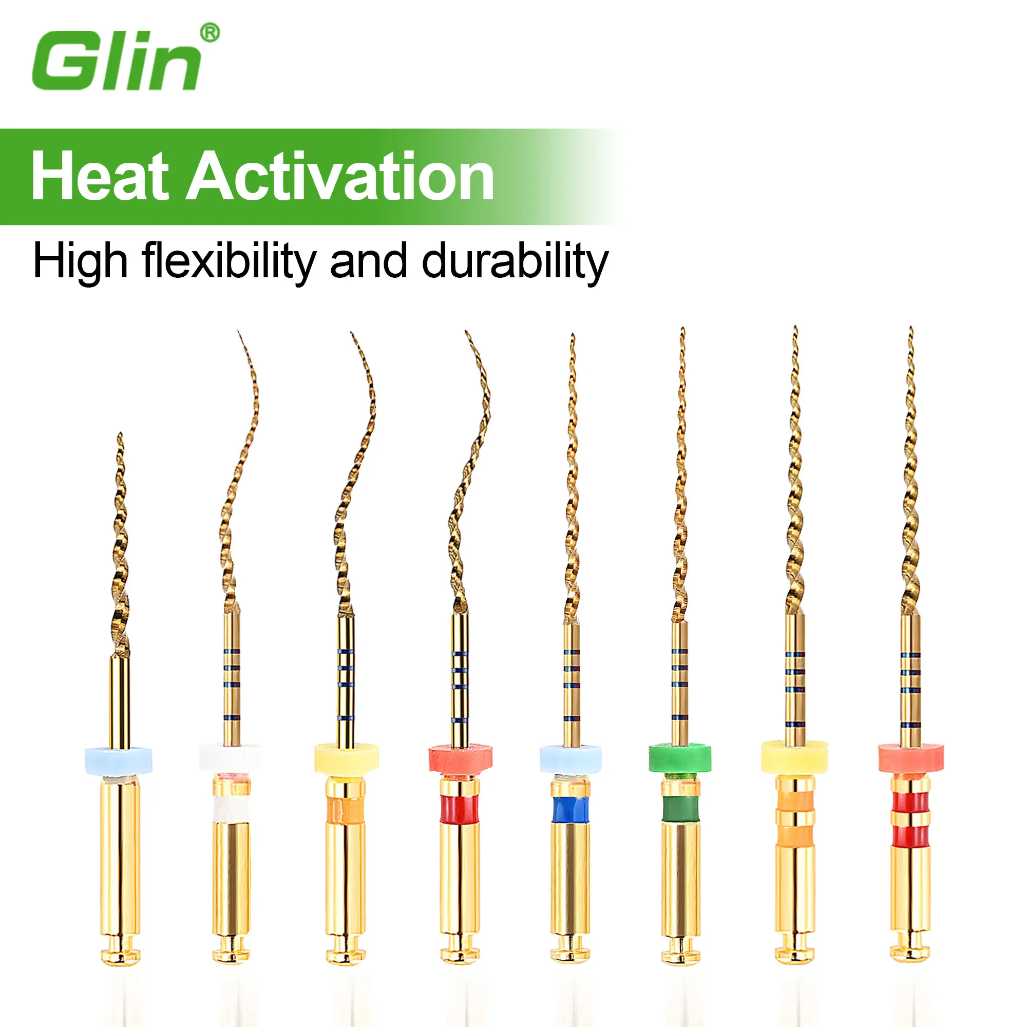 Glin Dental Heat Activated Gold Flexible Endo Files Canal Root Treatment Rotary Golden File Dentist Tools Endodontic Files