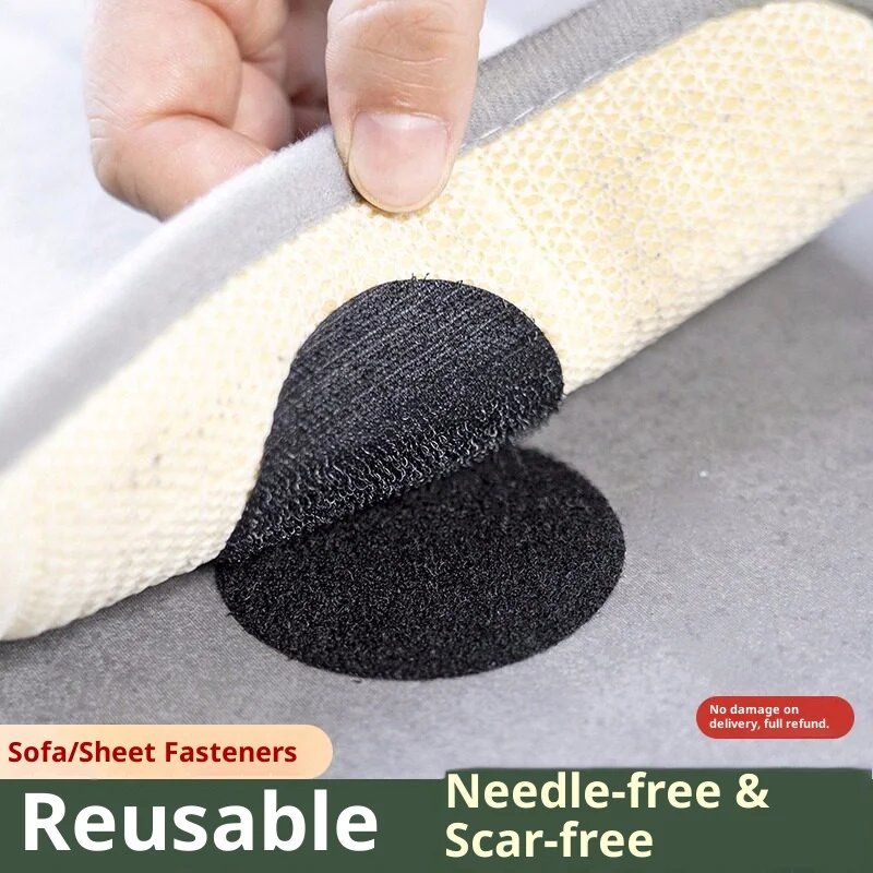 Round Self Adhesive Hook and Loop Dots Fastener Stickers Non Slip Bed Sheet Sofa Carpet Rug Gripper Holder Pads