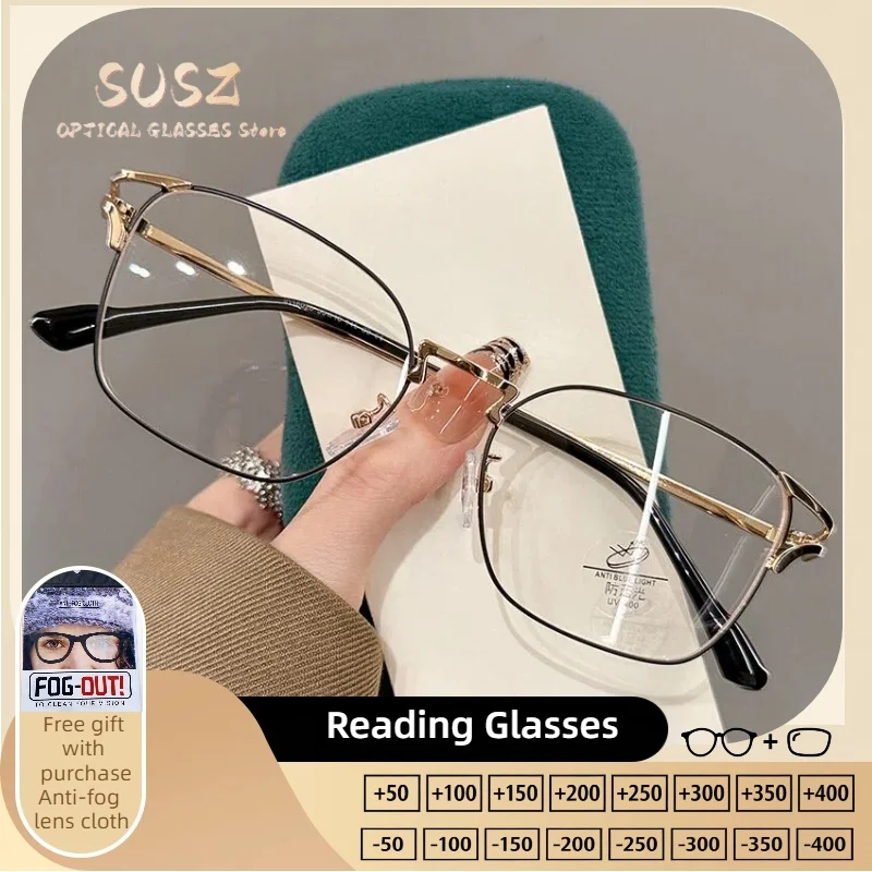 

SUSZ Fashion Women Square Myopia Prescription Computer Glasses Blue Light Blocking Multifocal Photochromic Optical Eyeglasses