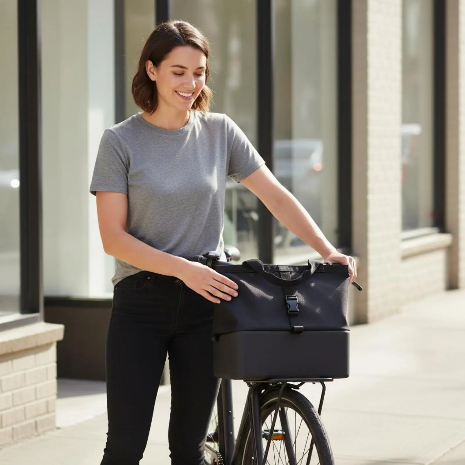 

Folding Bike Basket Bag Large Capacity Rear Bike Basket Bag Waterproof Aluminum Foil Aluminum Foil Lining for Commuters