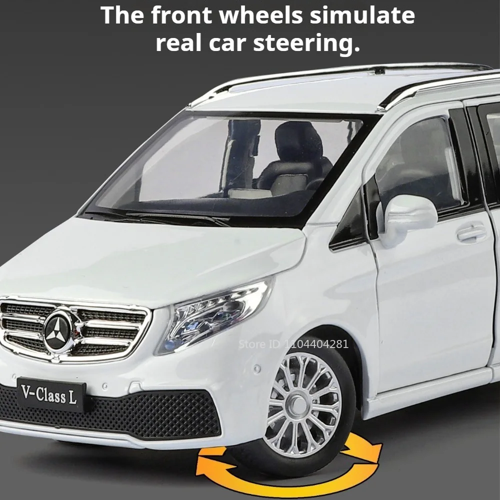 1:24 V260L Vellfire Diecast نماذج مصنوعة من خليط معدني لعب السيارات ضوء الصوت التراجع الأبواب مفتوحة مركبات الأعمال المصغرة هدايا مفاجأة