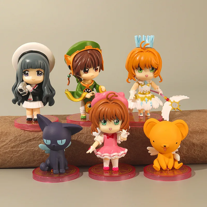 

6Pcs Set Anime Card Captor Figure KINOMOTO SAKURA LI SYAORAN Daidouji Tomoyo CERBERUS Set Model Toy Cake Gift PVC Action Figure