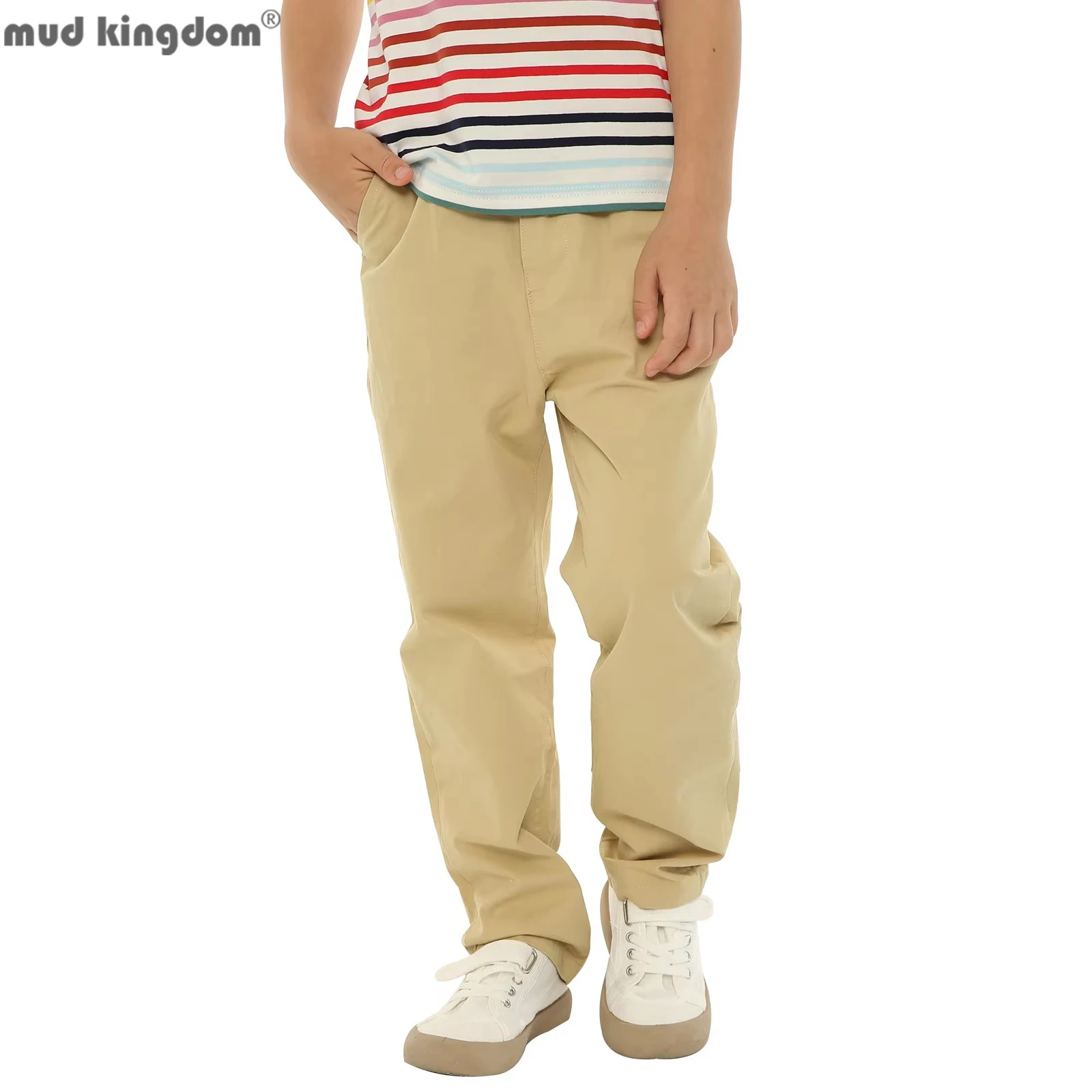 

Mudkingdom 3-12 Years Boys Uniform Pants Adjustable Twill Chino Pants for Kids School Wear Flat Front Pants Children's Clothes