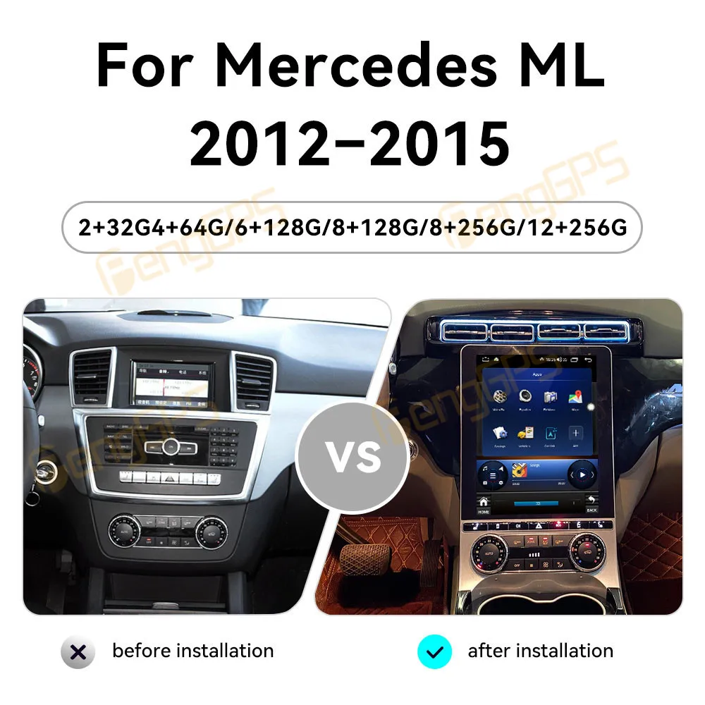 For Mercedes ML 2012–2015 Android Car Radio Multimedia Video Player Wireless Carplay Autoradio Stereo GPS Navigation Head Unit