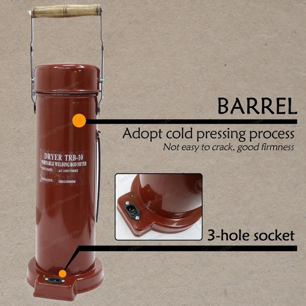 فرن قضيب لحام 22 رطل حاوية تخزين مجفف كهربائي محمول مع مقبض مقاوم للحرارة 180 ℃   AC220v