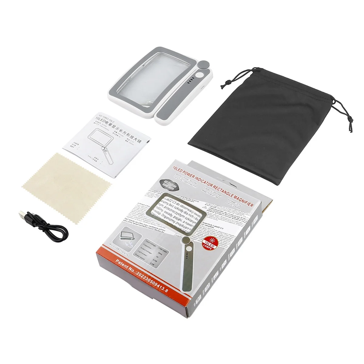 عدسة مكبرة قابلة لإعادة الشحن مع ضوء LED ، مكبر الصفحة ، 4X لمحبي الكتب ، أجهزة مساعدة على الرؤية محمولة باليد ، هدايا القراءة