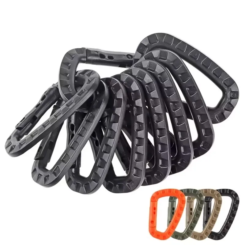 2/3/5/7/9Pcs Tactical Plastic Carabiner Webbing Buckles Hard D Ring Spring Snap Gear Clip Hook EDC For Outdoor Camping Hiking