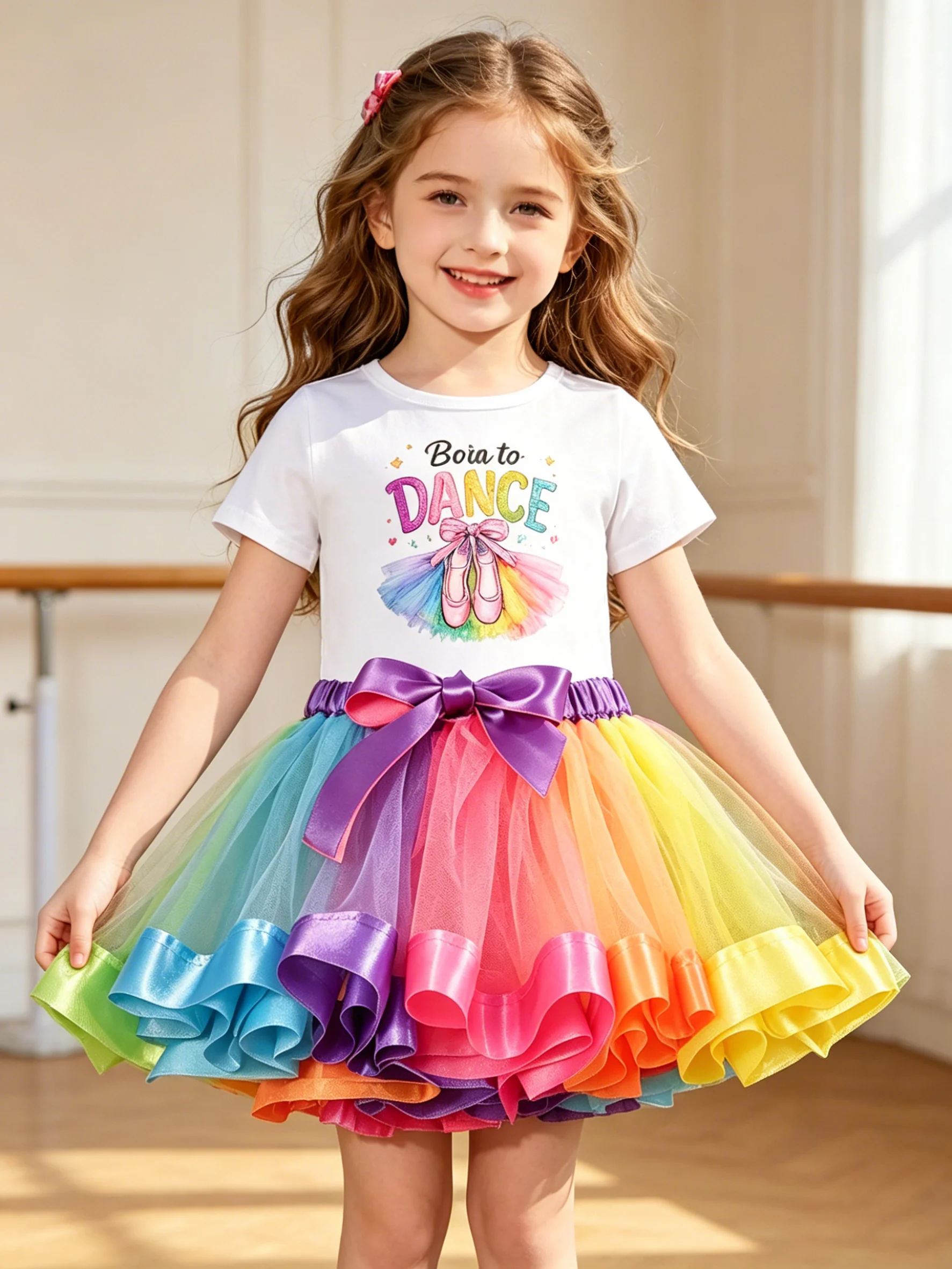 conjunto-de-vestido-tutu-arco-iris-para-meninas-camiseta-de-manga-curta-com-estampa-nascida-para-dancar--saia-de-tule-colorida-roupa-de-bale-infantil-princesa-bi