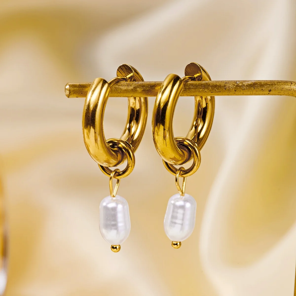 Minimalistische Edelstahl-Ohrringe mit Imitationsperlen und Quasten für Damen und Herren, Herz, unregelmäßige geometrische Ohrringe, eleganter Schmuck – Detail 28