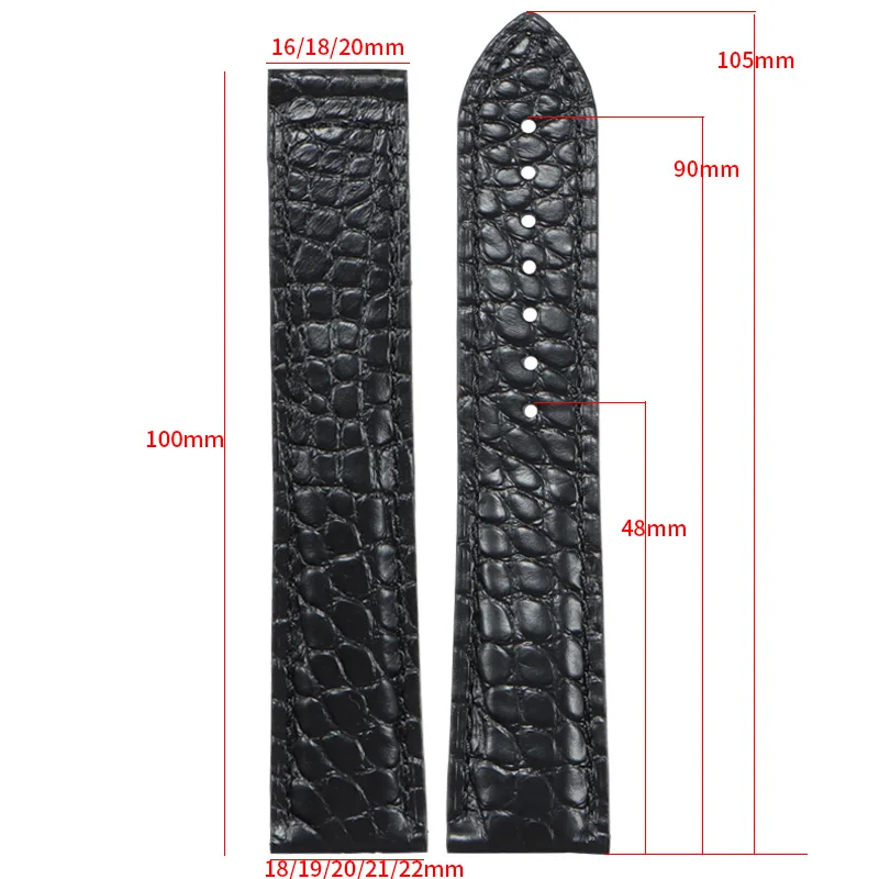 Crocodile leather watch strap for Omega SPEEDMASTER Seamaster Alligator leather watchbands Replace rado Hamilton Folding buckle