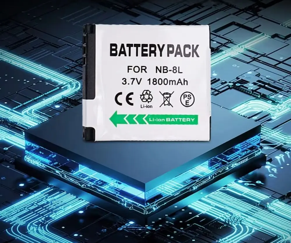 NB-8L Digital Camera Battery 1800mAh NB8L Rechargeable Battery, Suitable for Canon A3300 A3200 A3100 A3000 A2200 A1200 IS