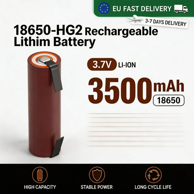 Batteria 18650 HG2, 3,7 V, 3500 mAh, batteria ricaricabile agli ioni di litio, batteria agli ioni di litio ad alta capacità per torce, luci a LED, telecomandi, giocattoli elettrici e progetti
