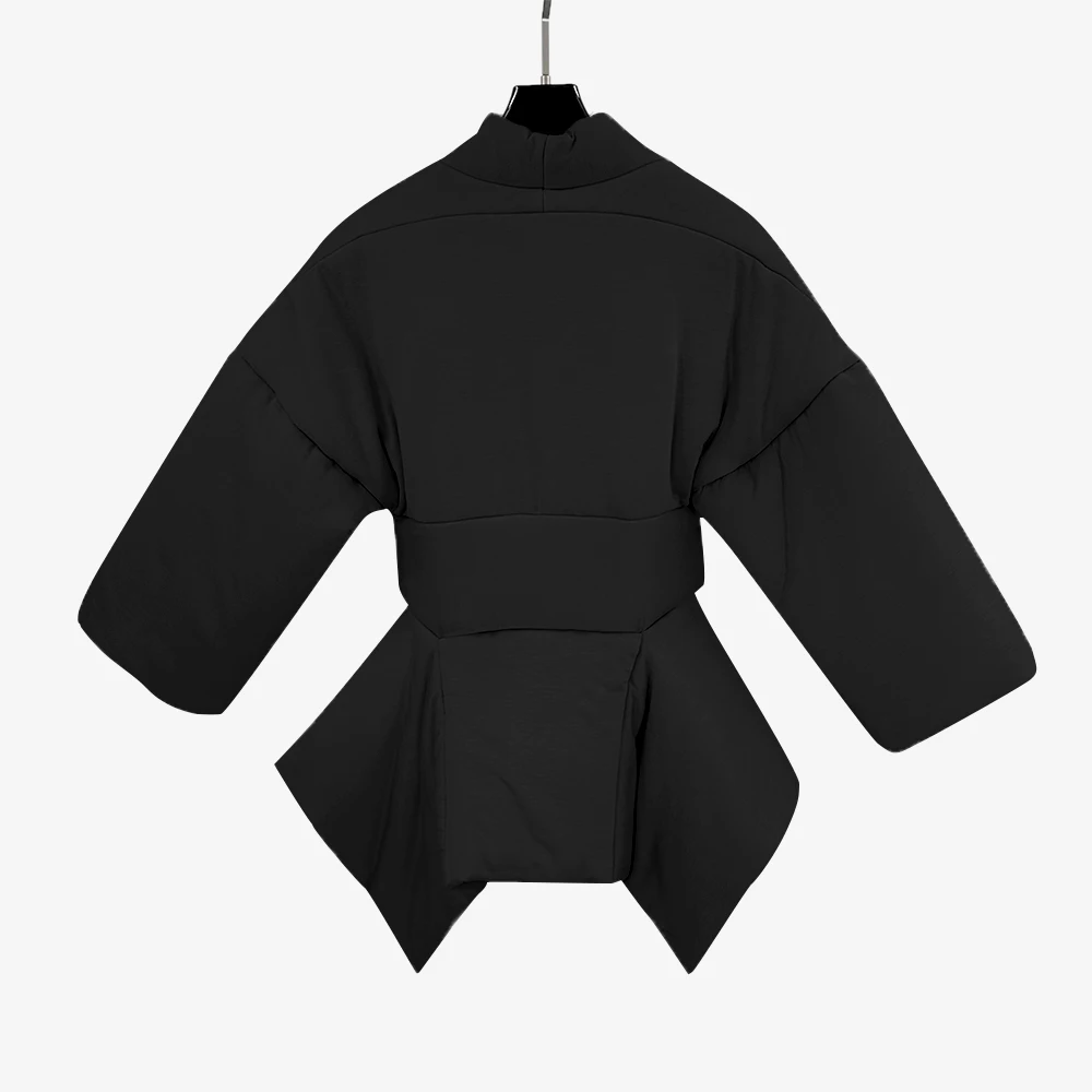 Simple Thickened Warm Women Winter Jacket Y2k Tie Design Tuxedo Elegant Commuter Cotton Jacket Tops 2024 Fall New