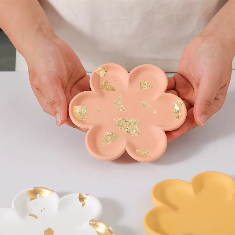 Boowan Nicole Concrete Tray Mold Handmade Flower Storage Tray Cement Silicone Mold DIY Clay Jesmonite Casting Mould