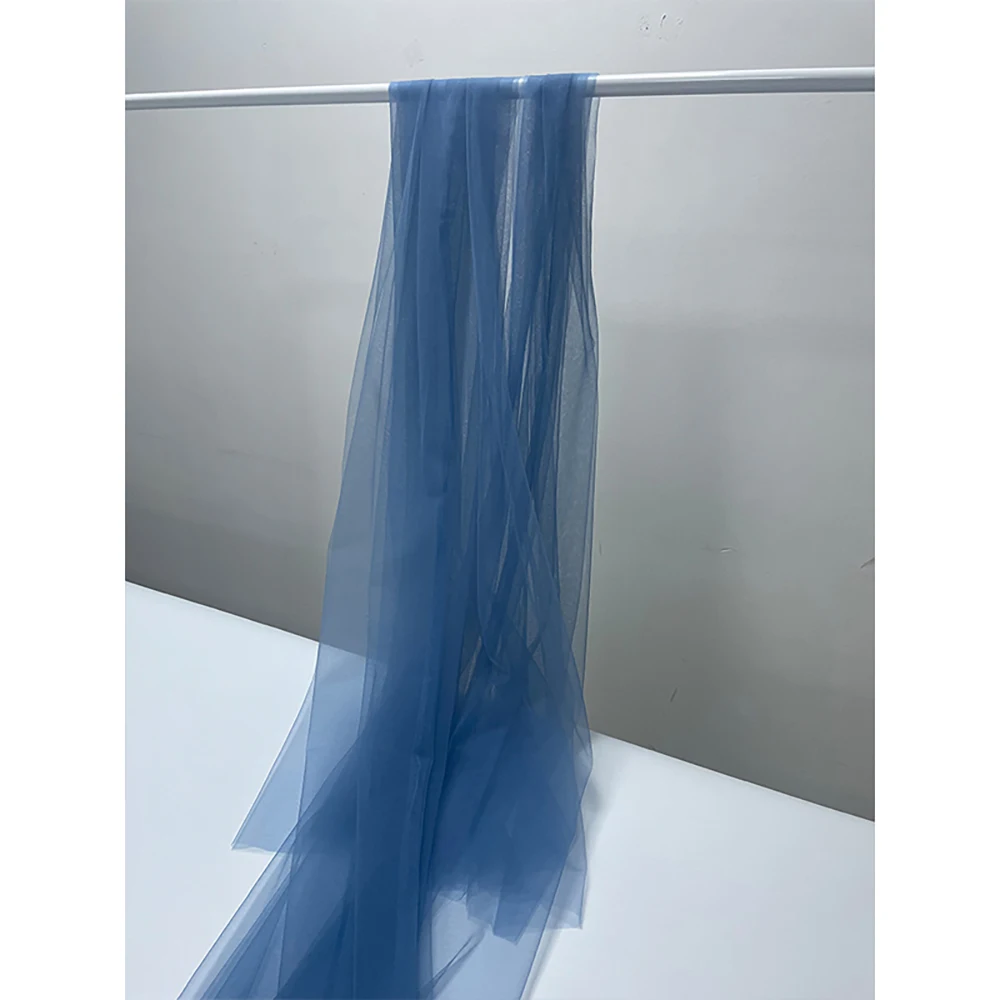 Blue Soft Tulle Yarn Light Gauze Fog Mesh Fabric  DIY Background Veil Wedding Dress Fairy Tulle Bridal Decoration skirt Material