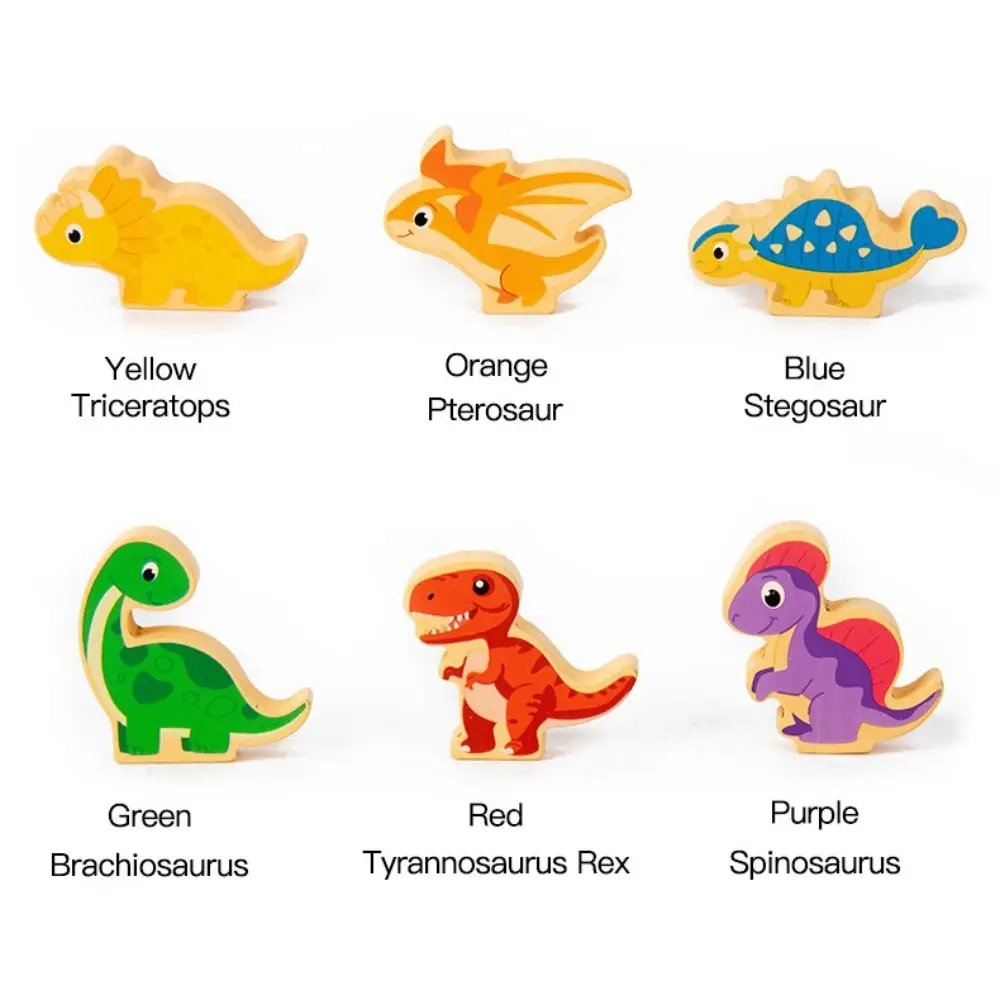 

Wooden Peg Wood Dinosaur Jigsaw Early Learning Preschool Animal Domino Puzzle Toy Montessori Educational Toddler Puzzles