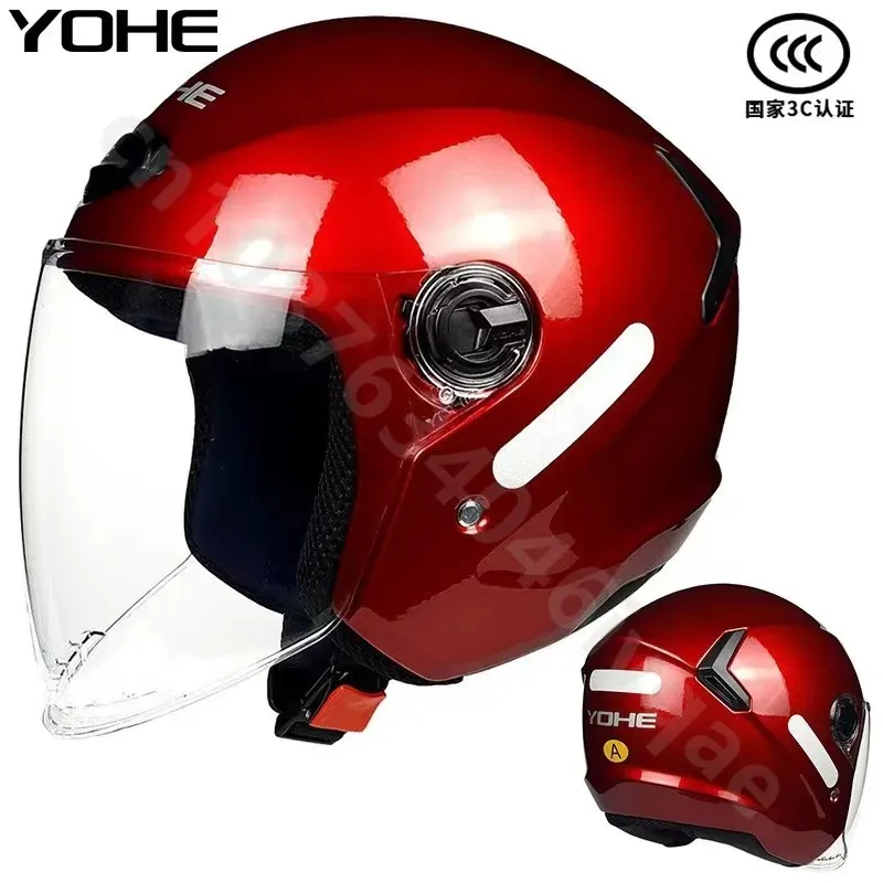 YOHE Y30 Motorcycle Scooter Half Helmet Anti-fog Visor Lens Winter Warm Unisex Safety Helm Cascos Para Moto