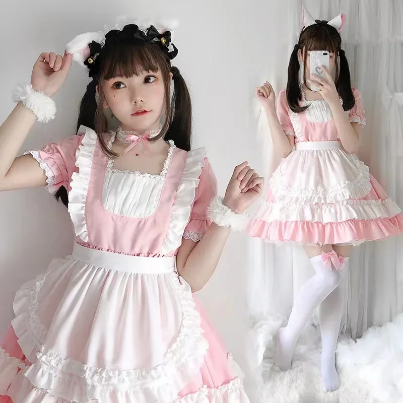 2022 novo gato rosa roupa de empregada lolita vestido de menina macia loli uniforme de empregada cosplay anime cosplay