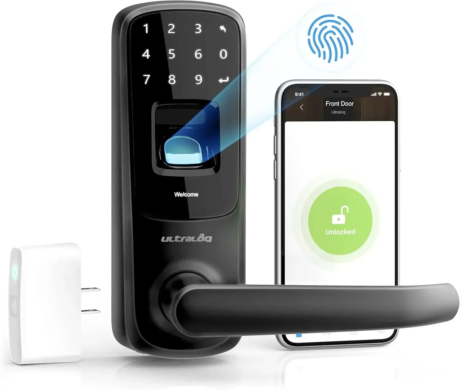 2024 HOT UL3 BT 2nd Gen Smart Lock (Black) + WiFi Bridge, 5-in-1 Keyless Entry Electronic Door Handle