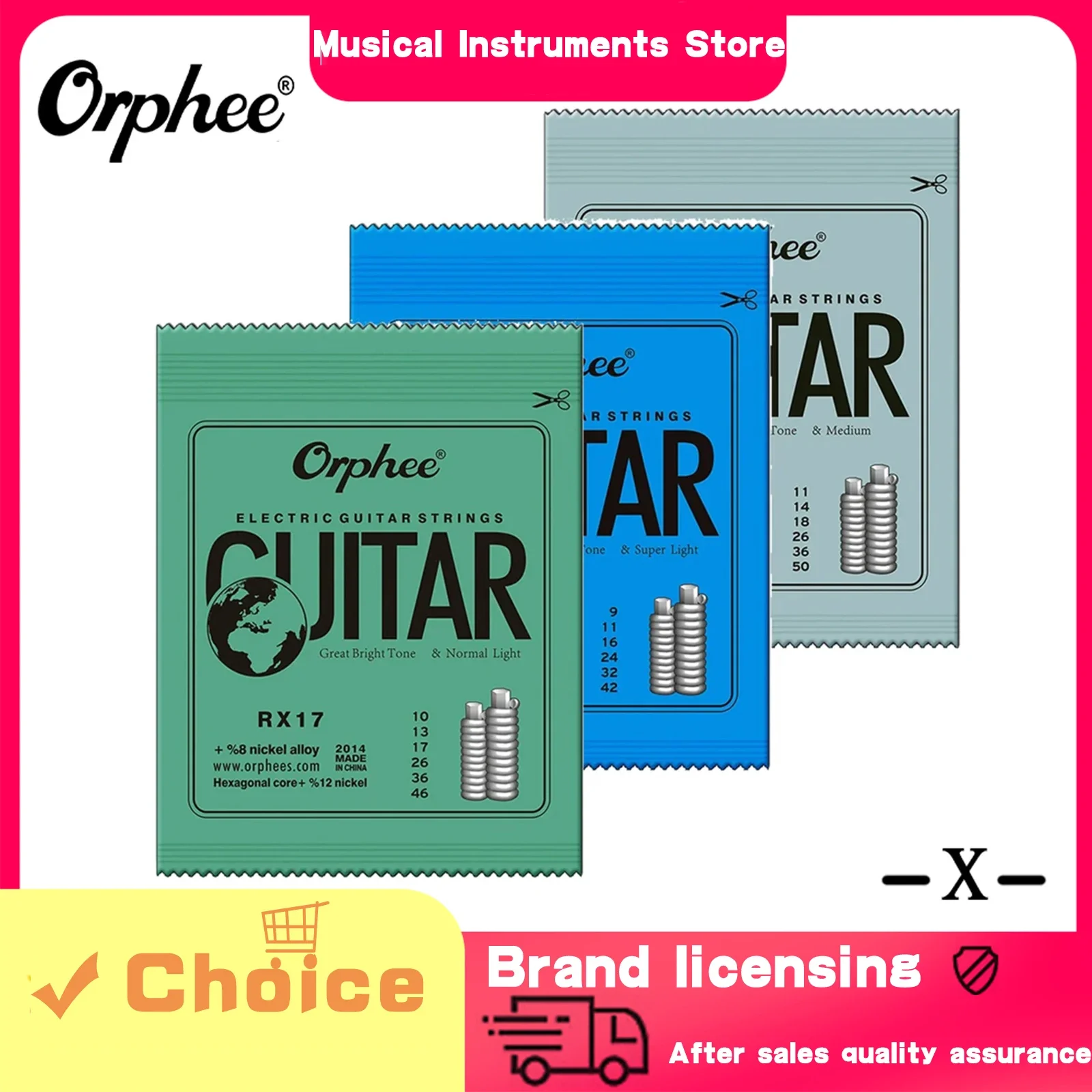 Orphee 6 Strings Electric Guitar String Set RX15 RX17 RX19 Option Hexagonal Carbon Steel Electric Guitar Parts Practice Use