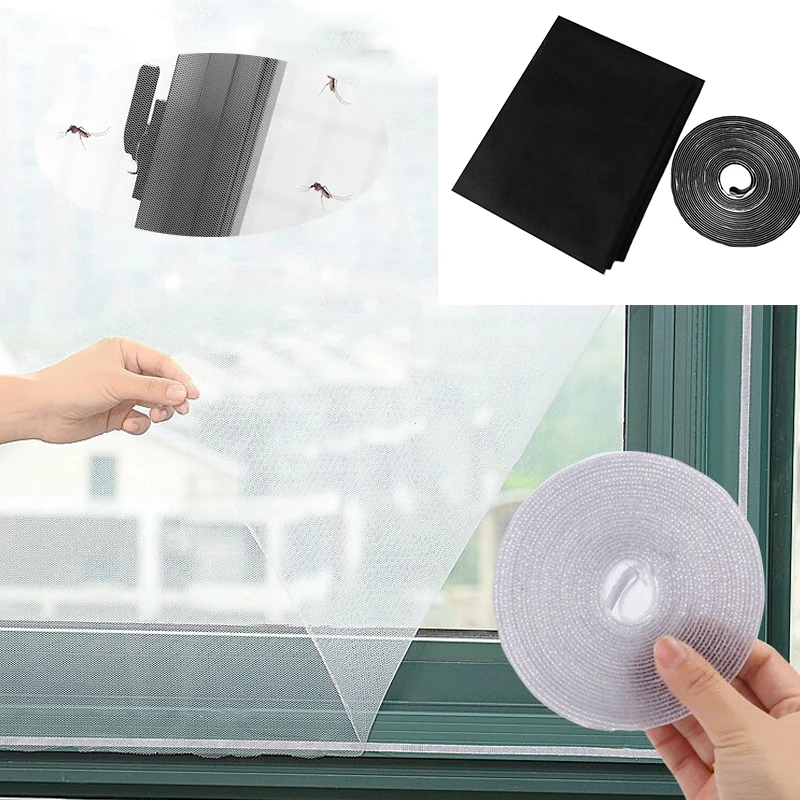 Insect Screen Window Netting Kit Self-adhesive Summer Door Window Screen Anti-Fly Mesh Screen Repair Tape Home Curtain Protector