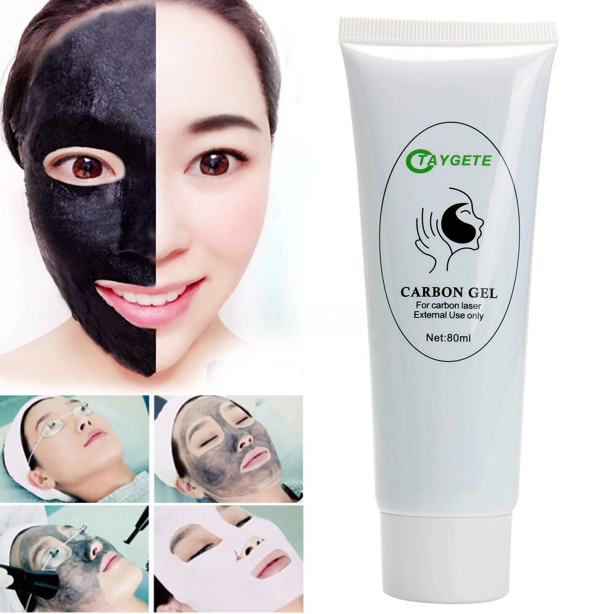 80mlCarbon Gel Deep Cleaning Moisturizing Black Face Cream For Laser Skin Rejuvenation Removal Blackhead Whitening Skin Care