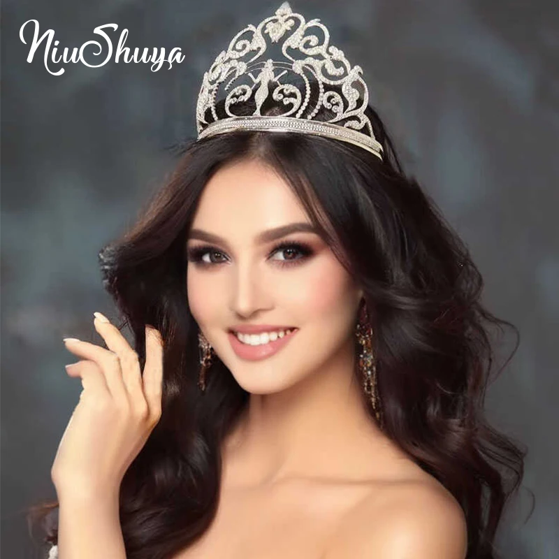 NiuShuya T stage Beauty Pageant Award Hair Crown Beauty Queen Dress Tiara Adjustable Competition Headpiece Accessories