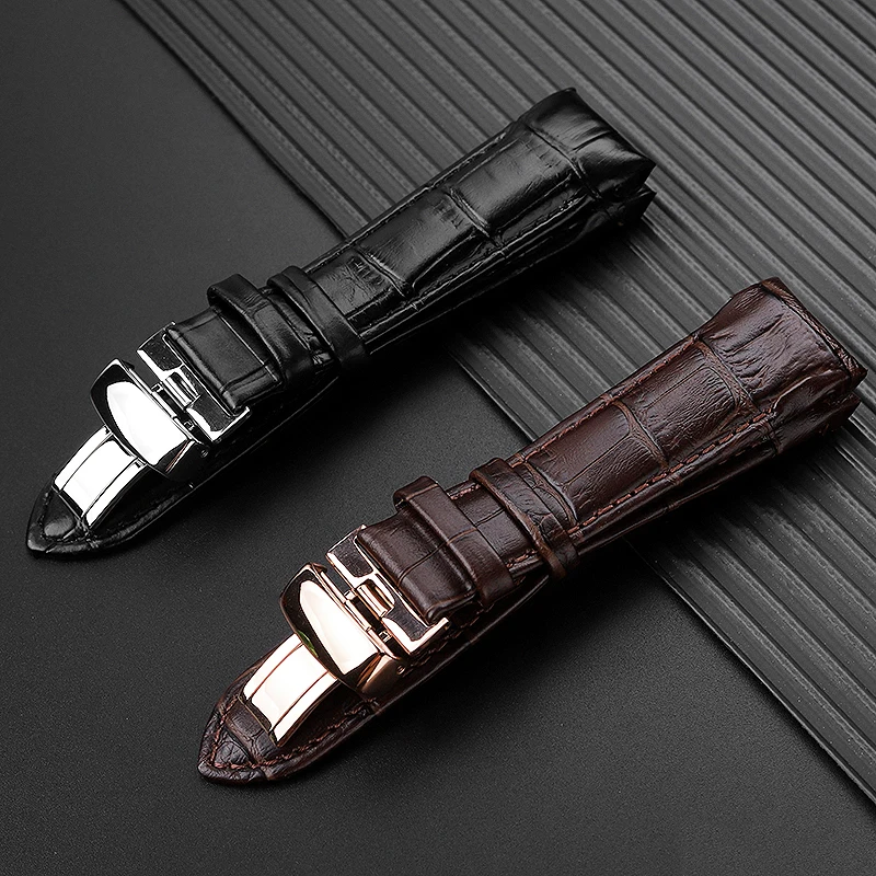 20 21mm The first layer of cowhide leather curved interface strap black brown watchband For Mido BELLUNA M024407A m024630a M024