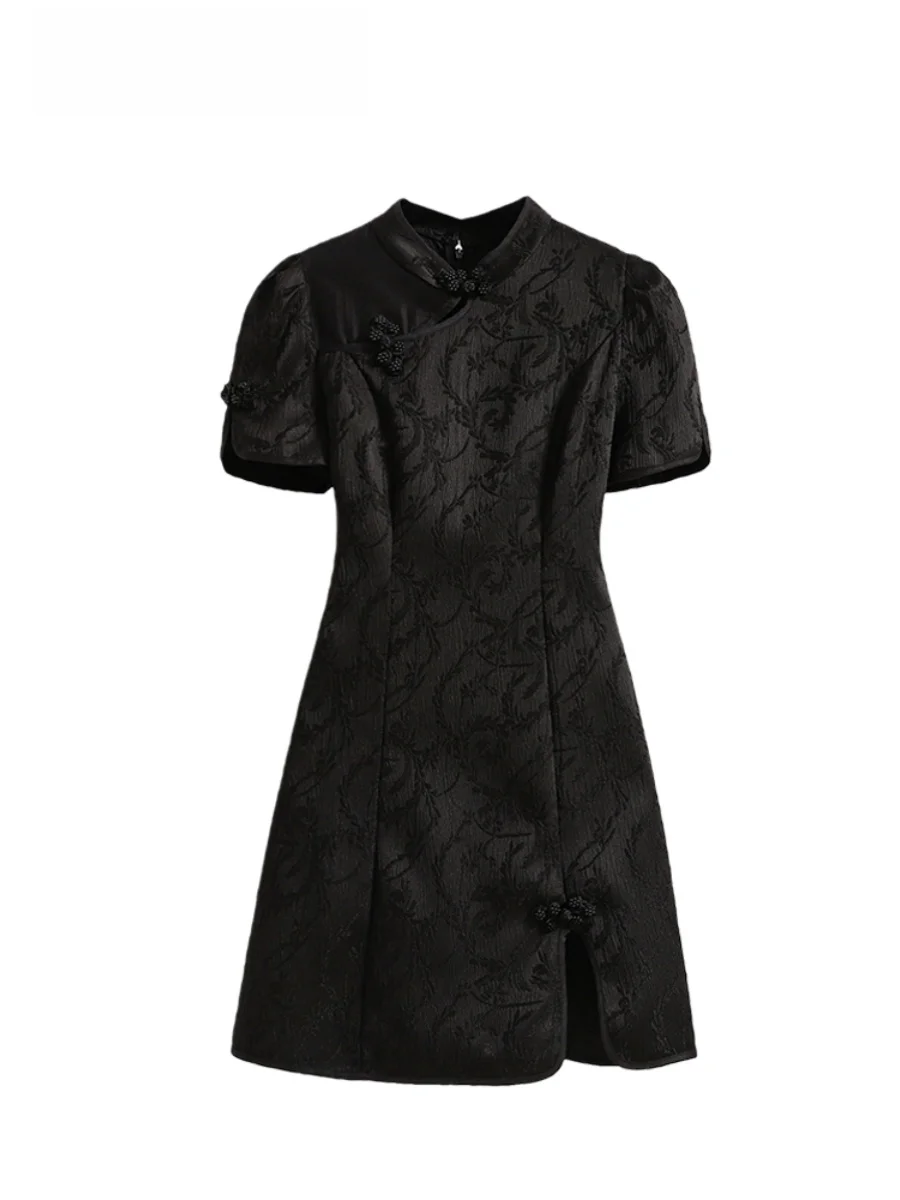 

New Chinese Style Embroidered Dress Women's Modified Qipao High Waist Slimming plus Size Summer Dress Cara CLUB