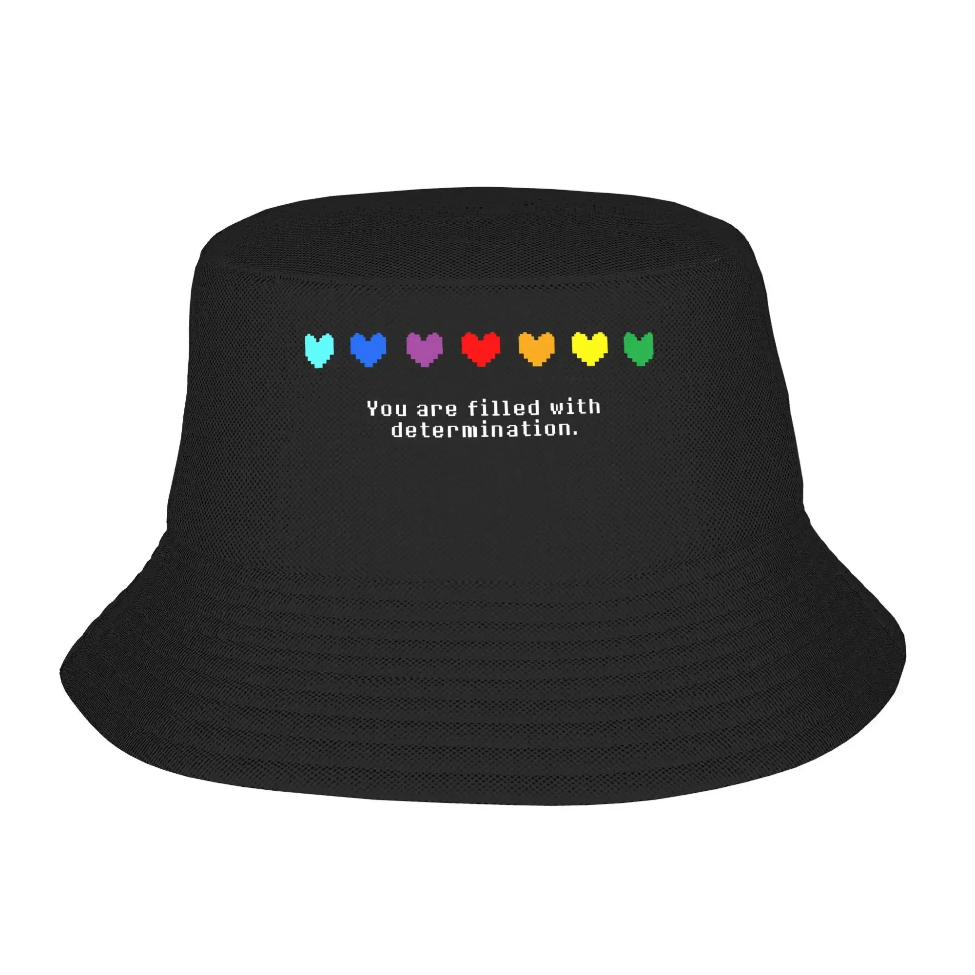Unisex Undertales Bucket Hat Determination hearts Soft Fold Fisherman s Summer Casual Fishing Caps Streetwear Printed Sun