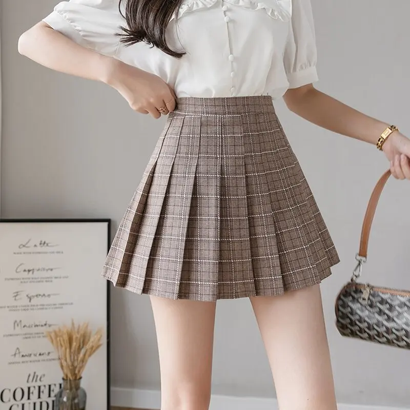 Slim Fit Half-skirt Women Summer Autumn A- group Embroidery Student Skirt High Waist Pleated Short Skirt Urban Style