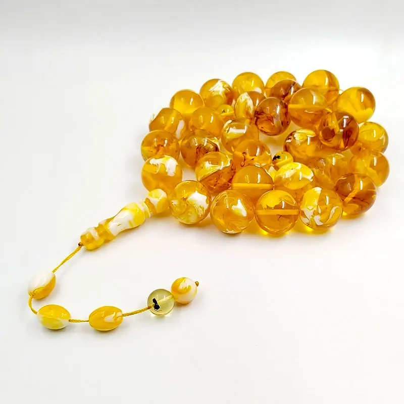 Tasbih men Super Big size Yellow Resin with insect beads muslim bracelet islamic high quality Arabic Misbaha rosary bead