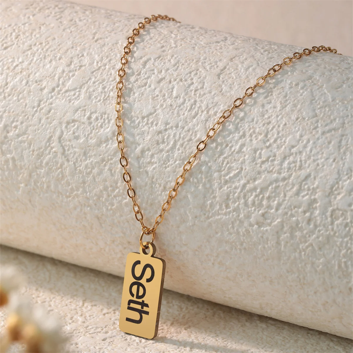 QIAMNI Custom Name Necklace Personalized Pendant Stainless Steel Choker For Women Men Customized Jewelry Weddings Birthday Gifts