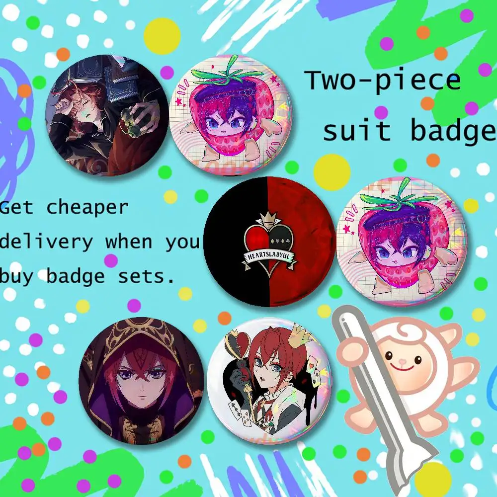 R-RiddleS R-Rosehearts 2-piece set Pins Backpack Clothes Jewelry Accessories Cartoon Round Brooch Button Badge Gifts
