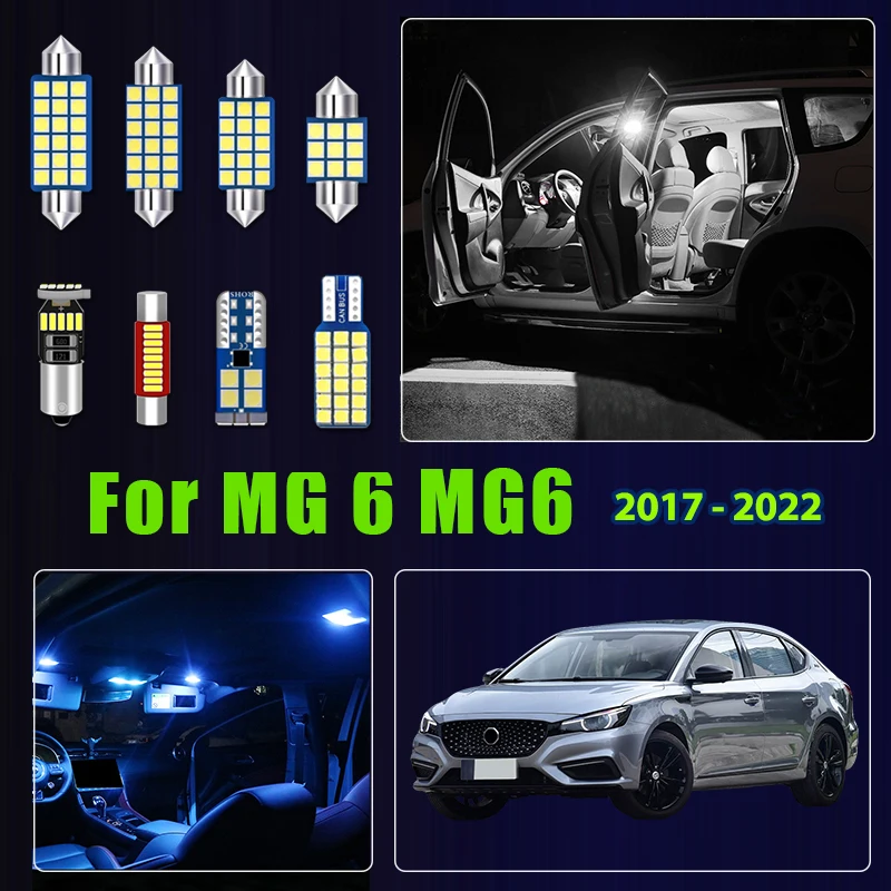 

Для MG 6 MG6 2017-2022: Комплект из 8 светодиодных ламп для салона, зеркала и подсветки номерного знака