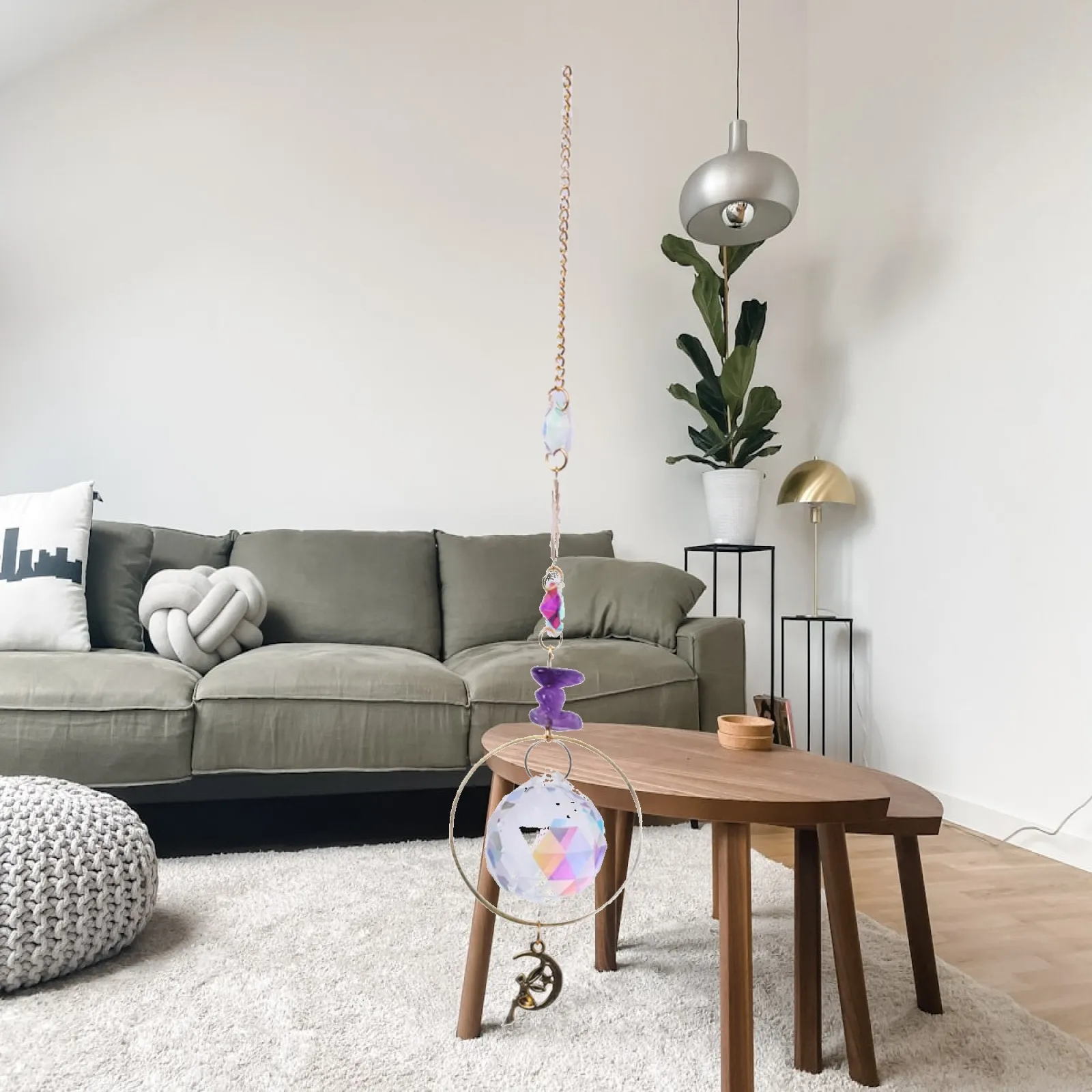 Crystal Sun Pendant, Hanging Windchime Light Catching Pendant Home Garden Decor