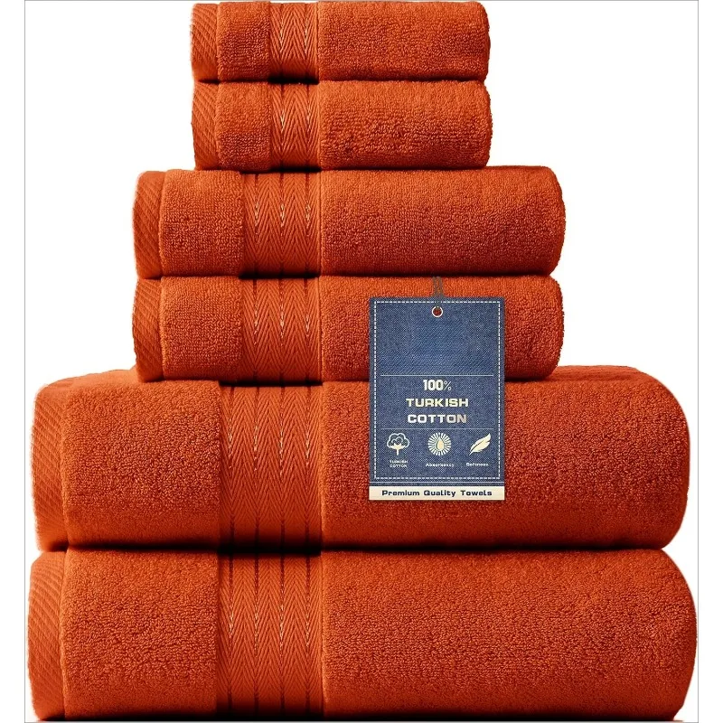 

Burnt Orange Bath Towel Set for Bathroom Turkish Cotton Thick Soft Absorbent Durable 650 GSM Towel Sets of 6