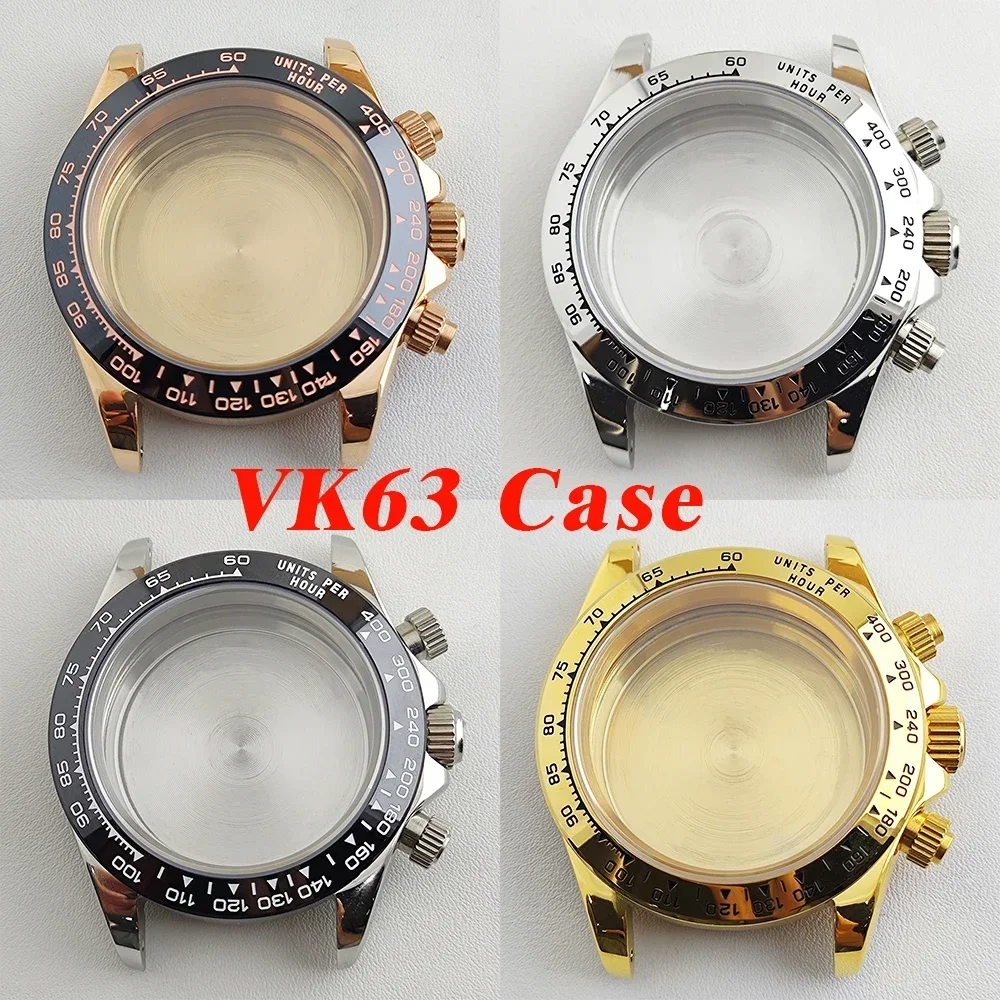 

VK63 Case 39mm Men's Watch Case Stainless Steel Sapphire Glass for Daytona VK63 Quartz Movement Watch Replacements Repair Tools