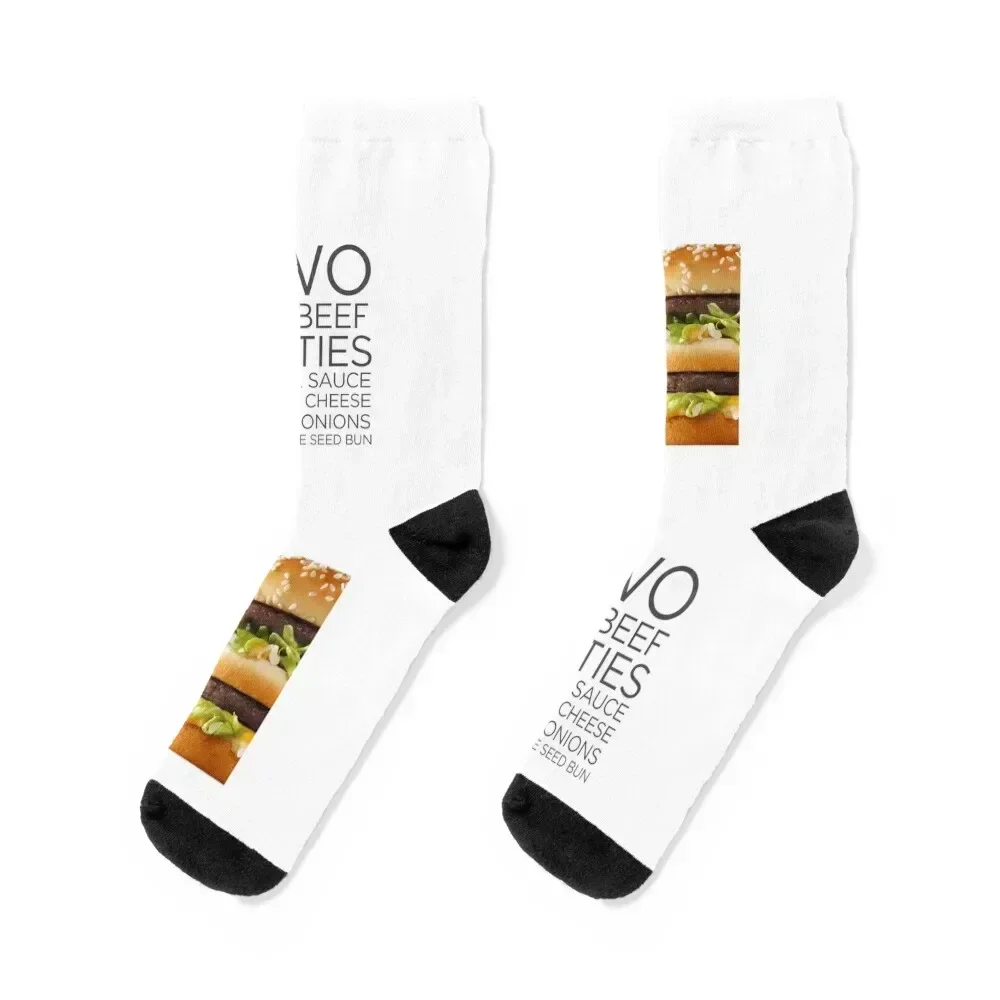 BIG MAC - Dos Patties de Carne Salsa Especial Alchuga Queso Pickles Cebollas en Una Semilla de Sésamo Calcetines Lindos Calcetines Masculinos Mujer
