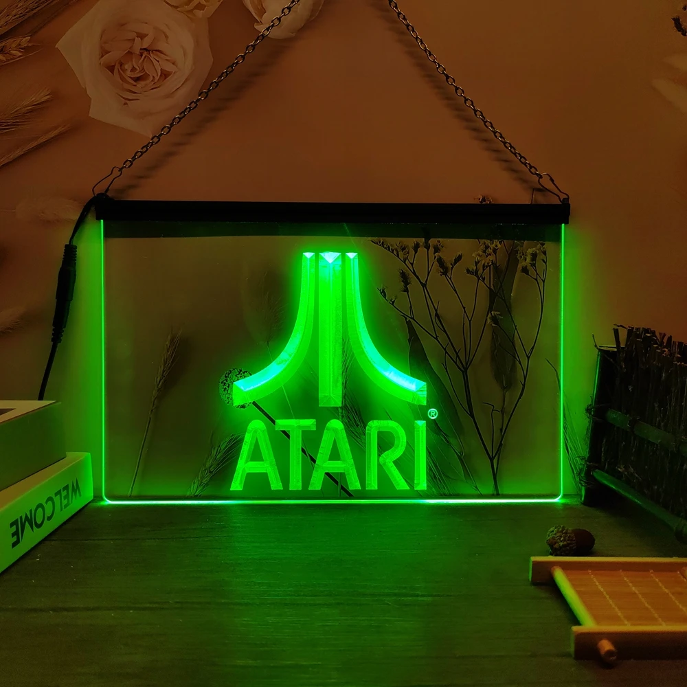 Atari Game PC Logo Gift 3D Carving LED Neon Sign Wall Art for Home,Farmhouse,Room,Bedroom,Office Decor,Unique,Eye-catching