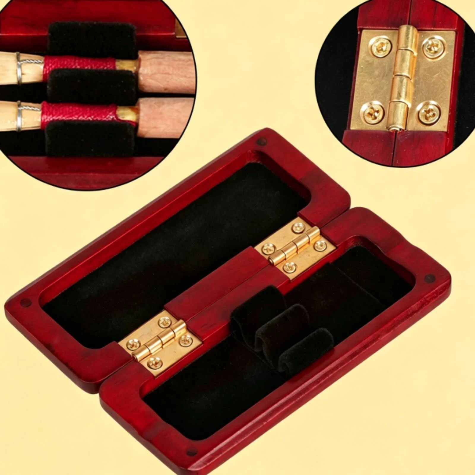 

Oboe Mouthpiece Insert Case Ventilated Maple Mouthpiece Insert Holder Instrument Part Storage Compact Black Lined