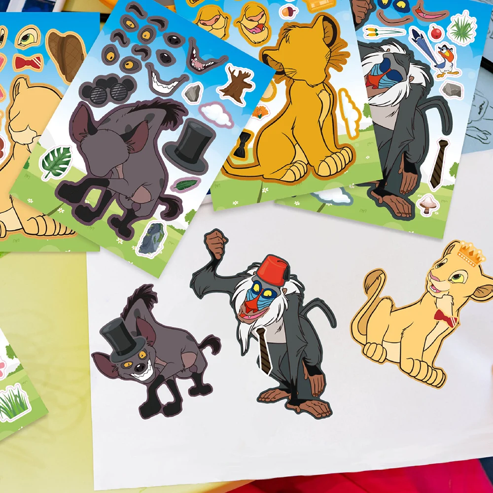 8/16 Vellen Cool Disney De Leeuwenkoning Maakt Een Gezicht Puzzelstickers Kinderen Monteren Puzzel Stickers Educatief Speelgoed Sticker Voor Kind